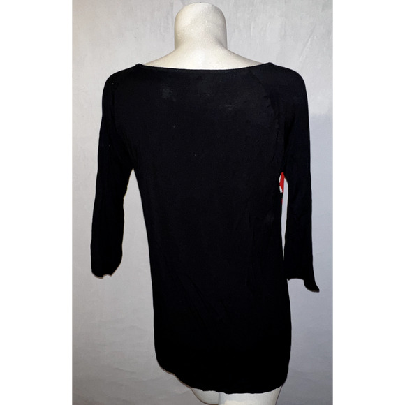 AUGUST SILK Top Women's Size L Red Black Abstract Print Front & Knit Back Shirt - Picture 5 of 6